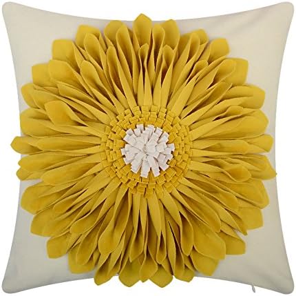 OiseauVoler Decorative 3D Sunflower Throw Pillow Covers 18x18 Inch Yellow by OiseauVoler