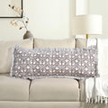 CPC Block Print Mocha Regal Ruffle Cotton Lumbar Pillow Cover 14x36 inch by COTTONPRINTCLUB