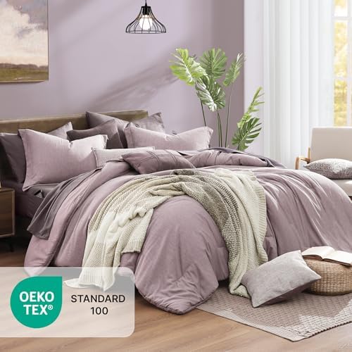 Monbix Full Size Comforter Set 7 Pieces Lilac Cationic Dyeing Bed in a Bag - Image 4