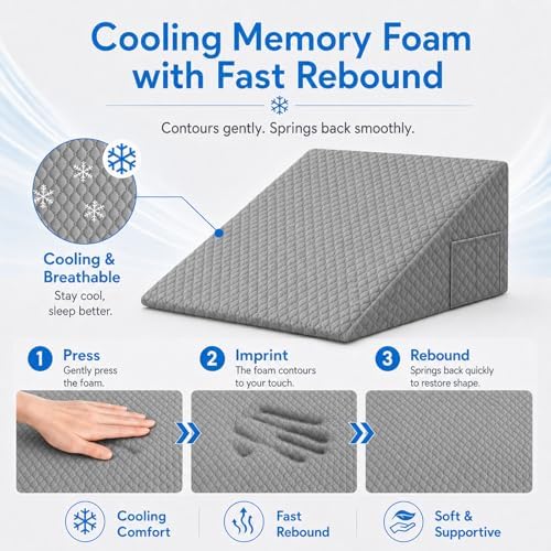 OAISZ Wedge Pillow for Sleep Apnea, 12-Inch Memory Foam Top - Image 4