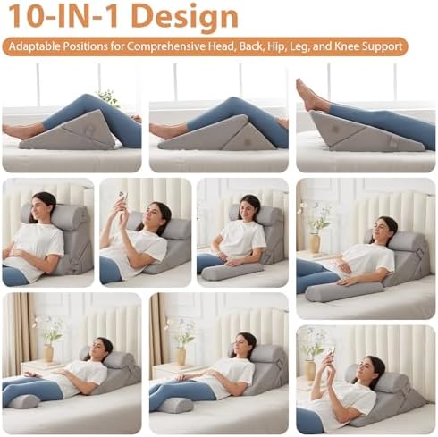BIEEZZK 4PCS Wedge Pillow Set for After Surgery, Back Pillow for Bed Sitting up - Image 2