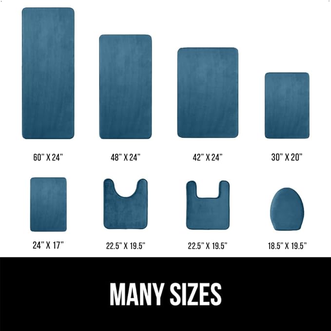 GORILLA GRIP Memory Foam Bath Mat, Soft Absorbent Velvet Bathroom Mats, Durable Dots on Underside, Machine Washable Bathmat, Carpet Rug Room Decor for Shower Tub Floor RV, 36x24 Rugs, Blue
