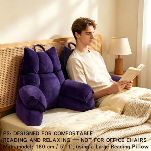 Reading Pillow for Bed with Arms, Back Support, Memory Foam（Grape - Image 4