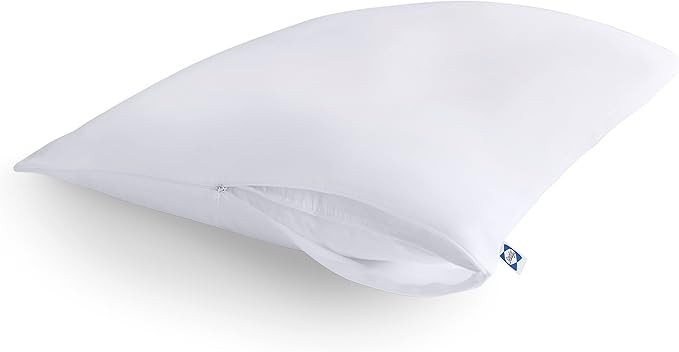 Sealy Performance 100% Cotton Breathable Moisture Wicking Fabric Machine Washable Zippered Pillow Protector, King Size, 2 Pack, White