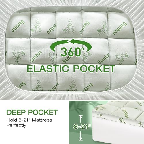 Mattress Topper King Size Viscose Derived from Bamboo, Thick Soft Pillow Top - Image 6