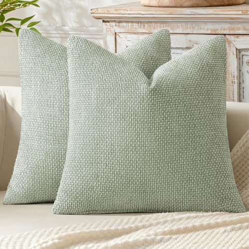 MIULEE Decorative Couch Throw Pillow Covers 18x18 Inch Light Green 2 Pack by MIULEE