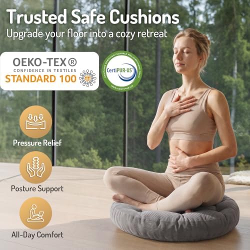 Round Meditation Cushion, Large Floor Pillow - Image 2