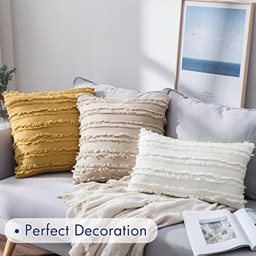 MIULEE Boho Linen Striped Throw Pillow Covers 16x16 - Image 3