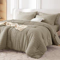 MUXHOMO 7 Pieces King Comforter Set, Seersucker Bed in a Bag King Size by MUXHOMO