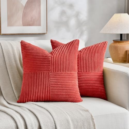Fancy Homi 2 Packs Red Euro Decorative Throw Pillow Covers 26x26 Inch - Image 6