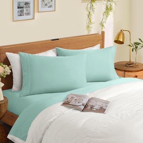 Horbaunal Microfiber Pillowcases Standard Size, Mint Green, 2 Pack - Image 2