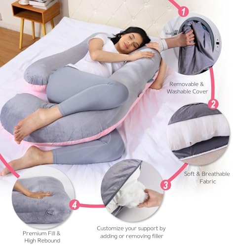 Pregnancy Pillow for Sleeping, Soft 57“ Full Body Maternity Pillow, U Shaped - Image 4