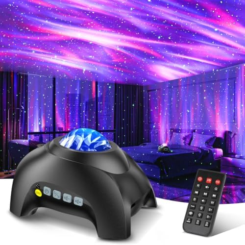 Northern Galaxy Light Aurora Projector with 33 Light Effects, Night Lights LED Star Projector for Bedroom Nebula Lamp, Remote Control, White Noises, Bluetooth Speaker for Parties Black by HODANSLIGHTPROJECTOR