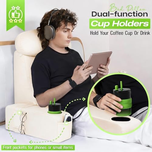 Reading Pillow for Adults, Back Pillow for Bed Sitting Up, Backrest Pillow for - Image 3
