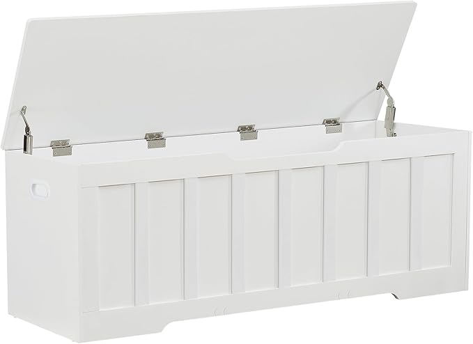 51.2" Storage Chest Extra Large,Storage Bench with 2 Safety Hinges,Shoe Bench,51.2 * 15.7 * 19.1 inches,Wooden Trunk for Bedroom,livingroom,entryway,Supports 220 lb,Easy Assembly(White).