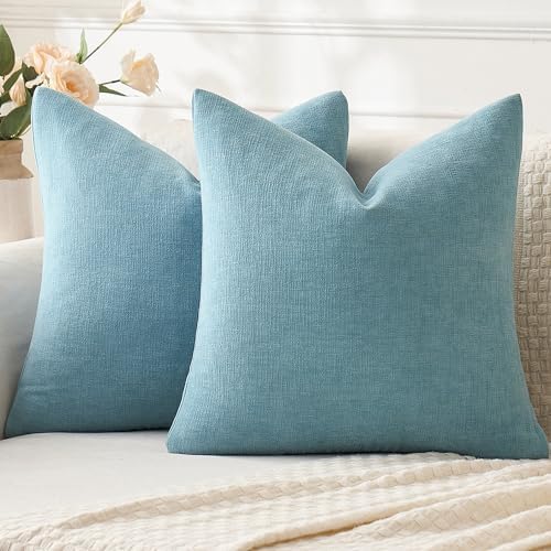 MIULEE Smoke Blue Chenille Couch Euro Throw Pillow Covers by MIULEE