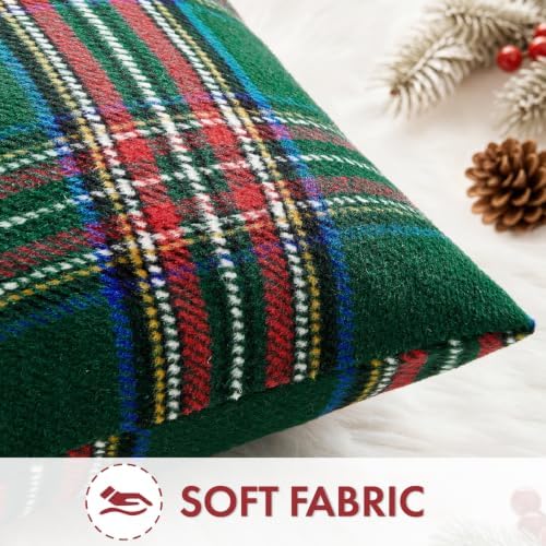EMEMA Christmas Plaid Pillow Covers 20x20 Set of 2, Tartan Throw Pillow Covers - Image 2