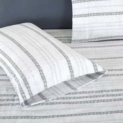 Elegant Comfort 6-Piece Sheet Set Deep Pocket Stripe, Traci Gray - Image 5