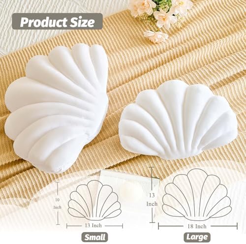 Lfsaaj White Seashell Throw Pillows, Shell Shaped Throw Pillows, 13 Inch Soft - Image 2