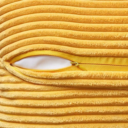 MIULEE Golden Yellow Corduroy Pillow Covers 18x18 Inch - Image 3