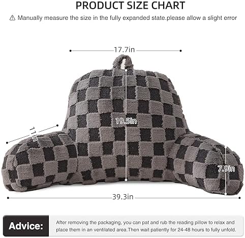 Aimuan Reading Pillow Checkered Bed Rest Wedge Backrest Checkerboard Pillow - Image 3
