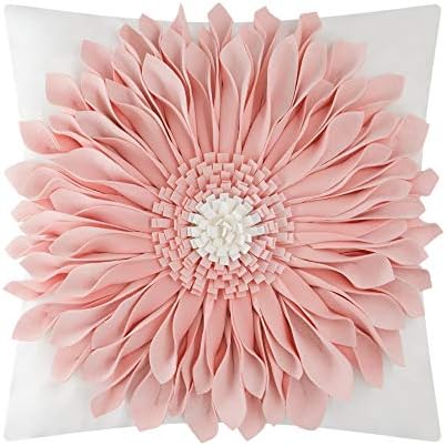 OiseauVoler 3D Sunflower Handmade Throw Pillow Covers Decorative Pink by OiseauVoler
