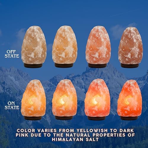 7 Inch Himalayan Salt Lamp with Dimmer Cord - Night Light Natural Crystal Rock Classic Wood Base Authentic from Pakistan - Image 3