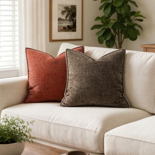 MIULEE Decorative Couch Throw Pillow Covers 20x20 Inch Brown 2 Pack - Image 4