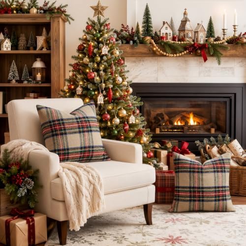 EMEMA Christmas Plaid Pillow Covers 20x20 Set of 2, Tartan Throw Pillow Covers - Image 5