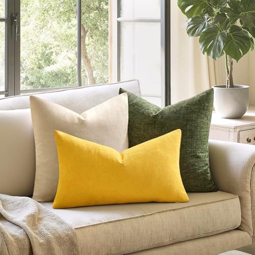 MIULEE Yellow Chenille Couch Lumbar Throw Pillow Covers - Image 7