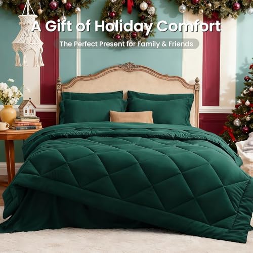 Love's cabin Twin XL Comforter Set Dark Green, 5 Pieces Twin XL Bed in a Bag - Image 2