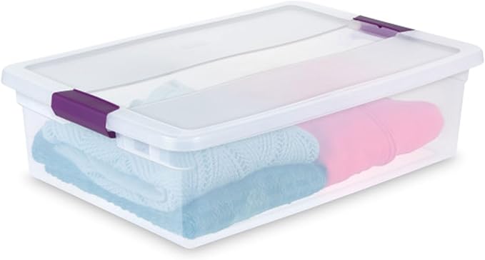 Sterilite 12-Pack 32 Quart ClearView Latch Box, Stackable Organizer Bins with Latching Lids - Clear Plastic Organization Containers for Closet, Bedroom, Shelving Units and Everyday Home Storage