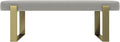 VANT Upholstered Bed Bench - Zigrino Oyster - Burnished Brass - Contemporary Modern, Bedroom Bench Seat, Hallway, or Entryway