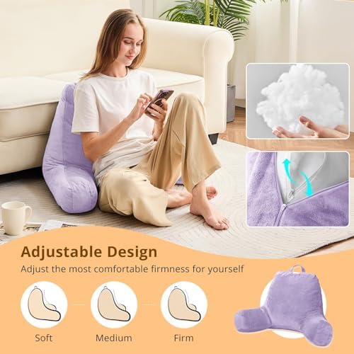 Sasttie Reading Pillow for Bed, Back Pillow for Sitting Up - Image 3