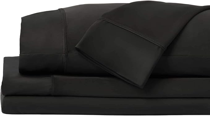 SHEEX - Original Performance Sheets Set (Full) Black - Cooling Sheets - Moisture Wicking - 1 Flat Cooling Sheet, 1 Fitted Cooling Sheet, 2 Pillow Covers - Wrinkle Free - Sleep Aid