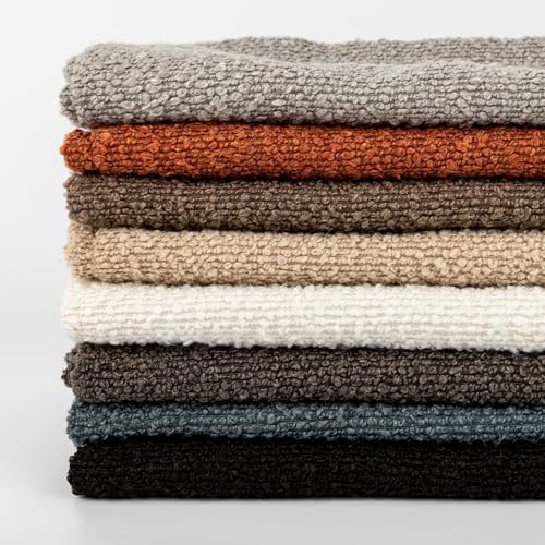 JoraLion 14x36 Boucle Lumbar Pillow Cover, Dusty Blue Woven Texture Neutral - Image 2