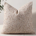 DEZENE 20x20 Beige Throw Pillow Cover Textured Boucle Striped Chic Morden Boho by DEZENE
