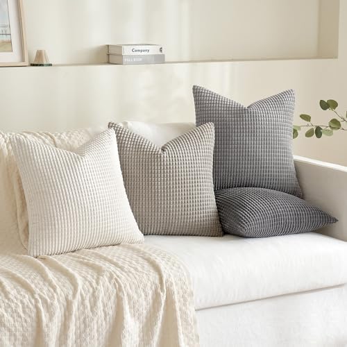 MIULEE Neutral Decorative Euro Pillow Covers 24x24 Set of 4 Modern Grey - Image 2