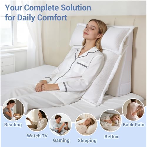 3PCS Bed Wedge Pillow Set for Sleeping - Image 2