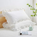 Mywinlle Off White Shabby Ruffle Pillow Shams Queen Size Set of 2 by Mywinlle