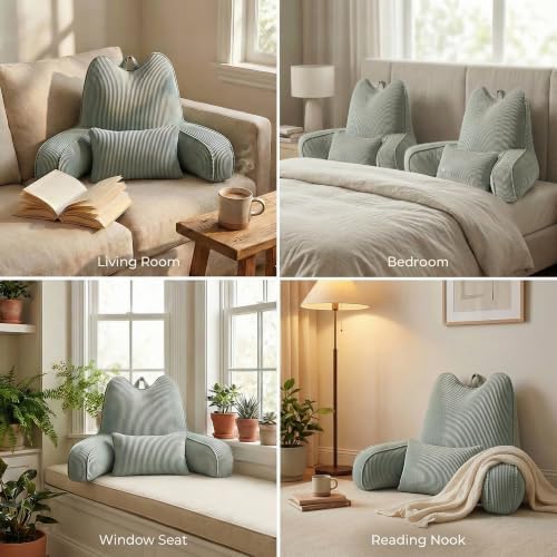 Patented Design Cat Ear Inspired Corduroy Reading Pillow - Image 5