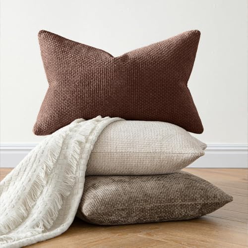 MIULEE Dercorative Lumbar Throw Pillow Covers 12x20 Red Brown 2 Pack - Image 6