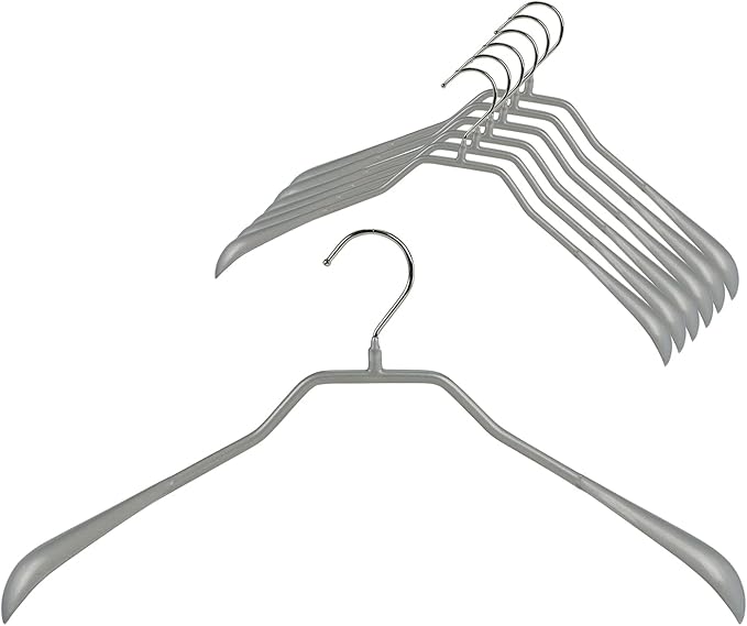Mawa by Reston Lloyd, Non-Slip Steel Suit/Jacket Hanger, Wide Supportive Sholders with Rotating Hook, Silver, Set of 150