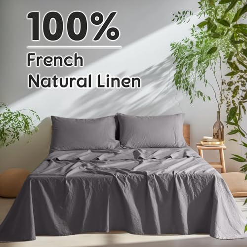 SONORO KATE 100% French Linen Queen Size Sheets Set, Extra Deep Pocket - Image 2