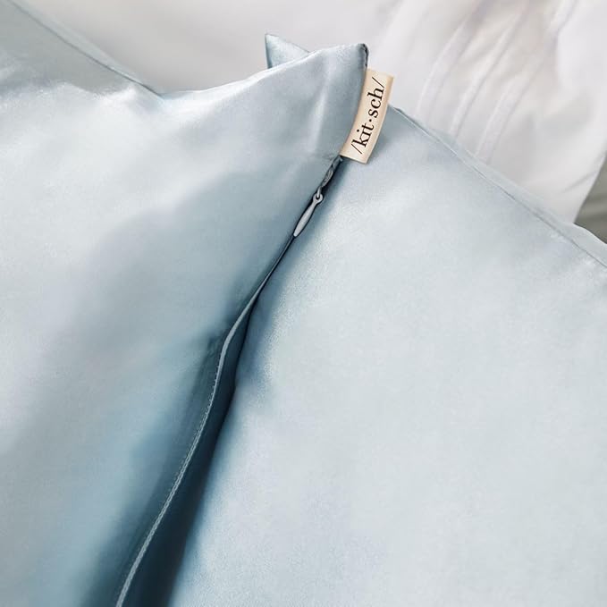 Kitsch Satin Pillowcase, Softer Than Silk Pillow Cases King, Cooling Pillow Covers, Satin Pillowcase with Zipper for Hair, Skin & Quality Sleep, Wrinkle-Free & Smooth, King Size 19"x36", Haze Blue