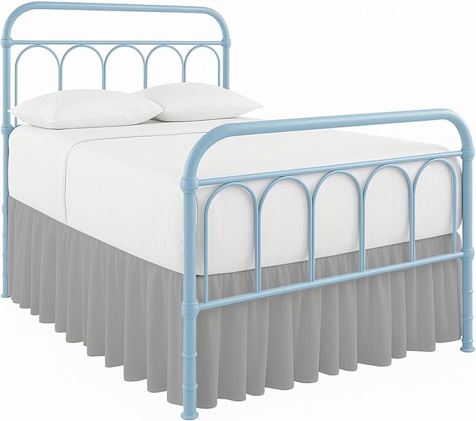 Cottingon Bed Skirt Twin 24" Drop with Split Corners, 100% Microfiber Soft and Stylish, Dust Ruffle with Platform, Light Grey