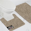 GORILLA GRIP Bathroom Rug Sets, Soft Chenille 2 Piece Area Rugs Set, Toilet Base Mat and 30x20 Carpet, Absorbent Microfiber Washable Mats Dry Quickly, Home Décor and Bath Room Accessories, Gray Beige