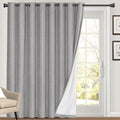 PrinceDeco 100% Blackout Curtains Thermal Curtains for Sliding Glass Door Patio Curtains for Sliding Door Linen Textured Thermal Insulated with White Backing,W100 X L84 Inch, Light Grey