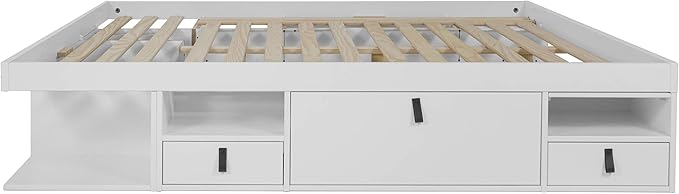 memomad Bali Storage Platform Bed with Drawers (King Size, Off White)