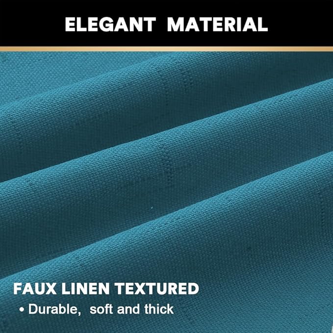PrinceDeco 100% Linen Blackout Curtains Extra Wide Thermal Insulated Door Curtain Grommet Top Curtain Drapes for Living Room/Sliding Glass Door,100 X 96 Curtains,Blue Sapphire